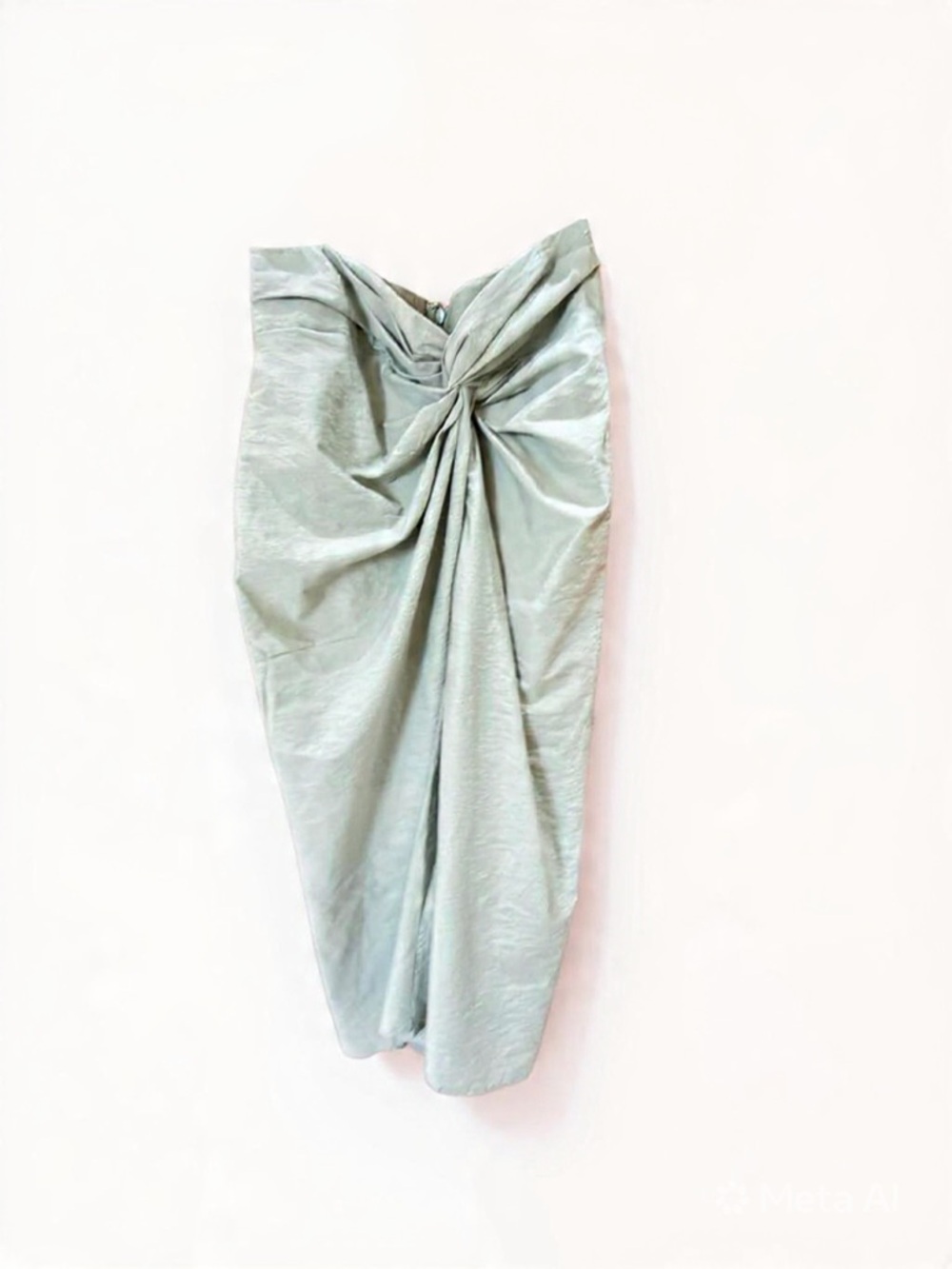 Brunello Cucinelli Sage Twist-Detail Midi Skirt